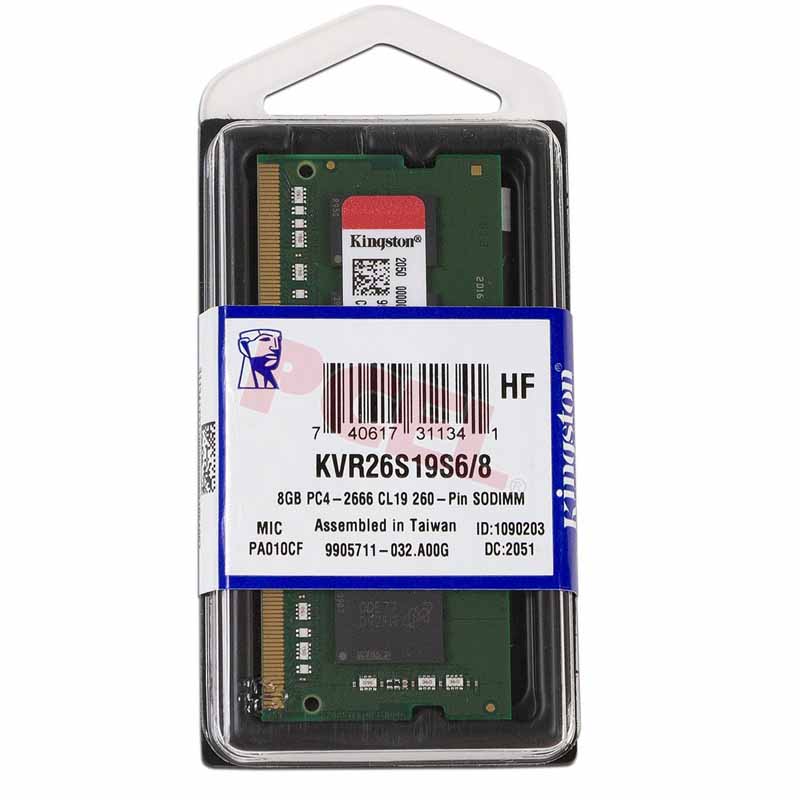 Kingston 8GB DDR4 2666MHz SODIMM Laptop RAM Memory KVR26S19S6/8